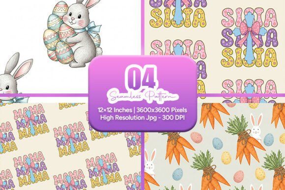 Download Easter Bunny Mama Seamless Pattern - Bunny Collection