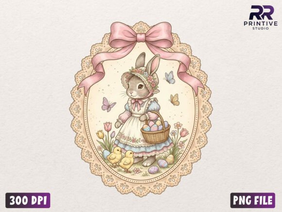 Download Vintage Easter Bunny Girl PNG - Bunny Collection