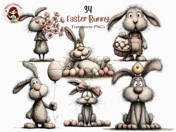 Download Whimsical Easter Bunny Clipart Png - Bunny Collection