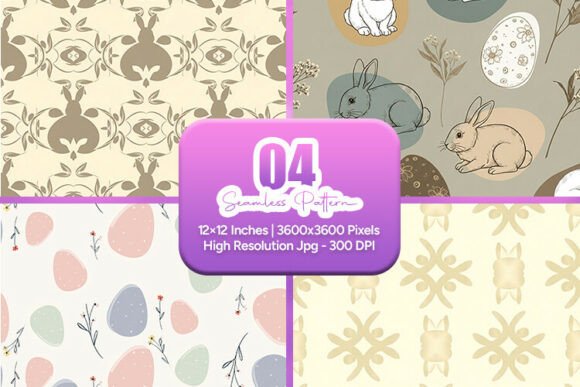 Download Vintage Bunny Easter Seamless Pattern - Bunny Collection