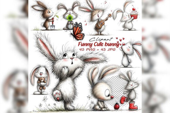 Download Whimsical Bunny Clipart Set - Bunny Collection