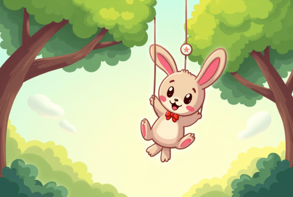 Download Bunny Swinging on Tree Branch - Bunny Collection