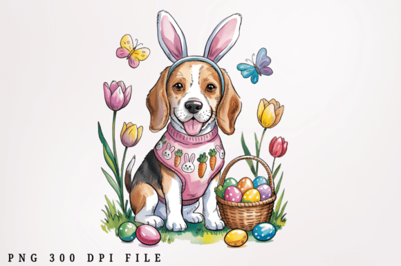 Download Cute Easter Dog Bunny Ears Basset Hound - Bunny Collection