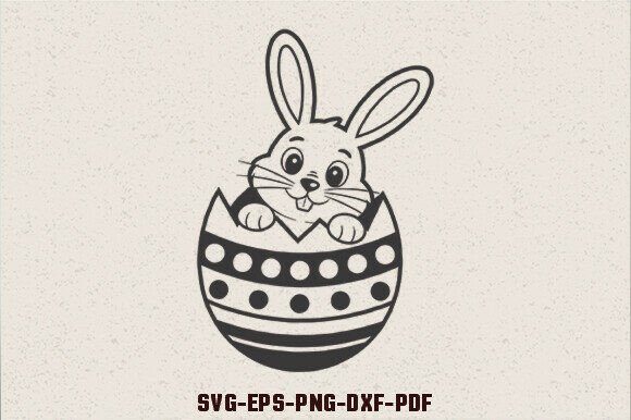 Download Cute Easter Bunny Peeking over Egg SVG - Bunny Collection