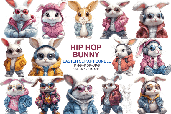Download Hip Hop Bunny Easter Clipart Bundle - Bunny Collection