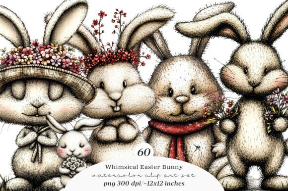 Download Whimsical Easter Bunny Clipart - Bunny Collection