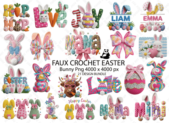 Download Easter Png Faux Crochet Bunny Png Bundle - Bunny Collection