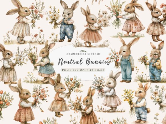 Download Bunny Nursery Print,Neutral Baby Clipart - Bunny Collection