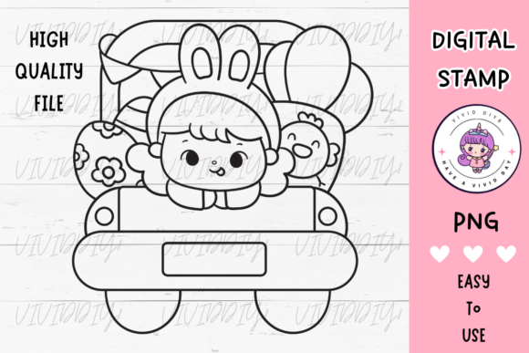 Download Easter Bunny Girl Digi Stamp Kawaii Png - Bunny Collection