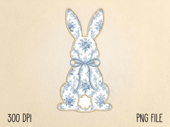 Download Blue Floral Easter Bunny Sublimation PNG - Bunny Collection