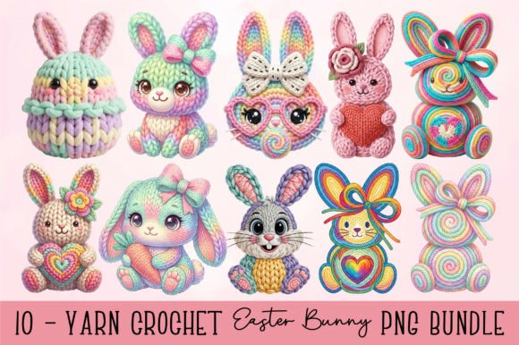 Download 10 Yarn Crochet Easter Bunny PNG Bundle - Bunny Collection
