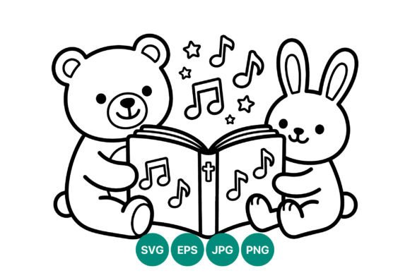 Download Cute Teddy Bear and Bunny Reading Music - Bunny Collection