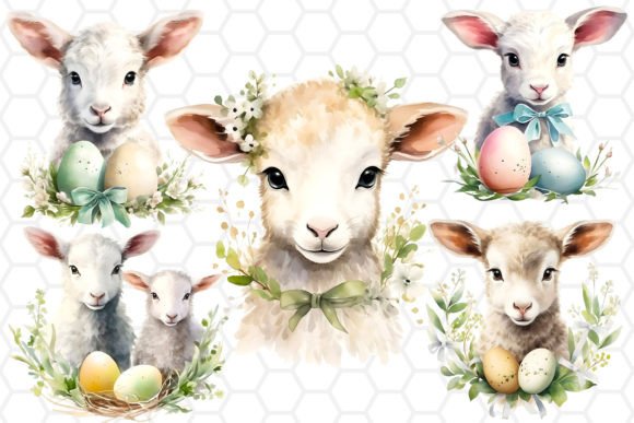Download Cute Easter Lamb Watercolor Cliparts PNG - Cliparts Collection
