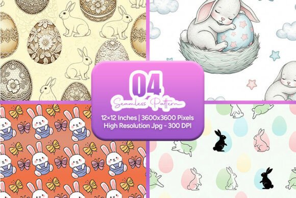 Download Cute Bunny Easter Eggs Seamless Pattern - Bunny Collection