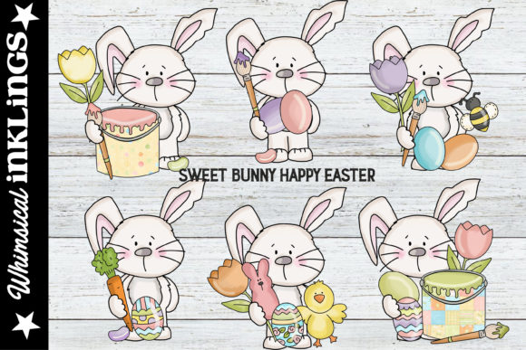 Download Sweet Bunny Happy Easter Clipart - Bunny Collection