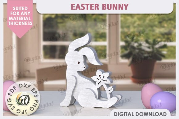 Download Wooden Easter Bunny Laser Cut. 3D Bunny - Bunny Collection