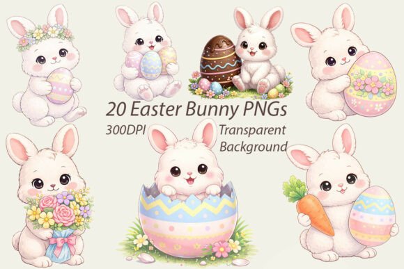 Download Easter Bunny PNG Bundle 20 Designs - Bunny Collection