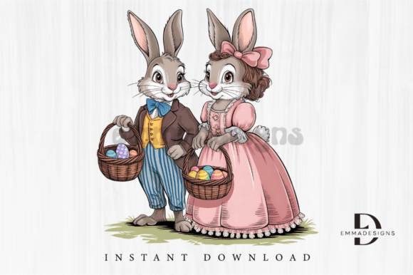 Download Vintage Easter Clipart Rabbit Bunny PNG - Bunny Collection