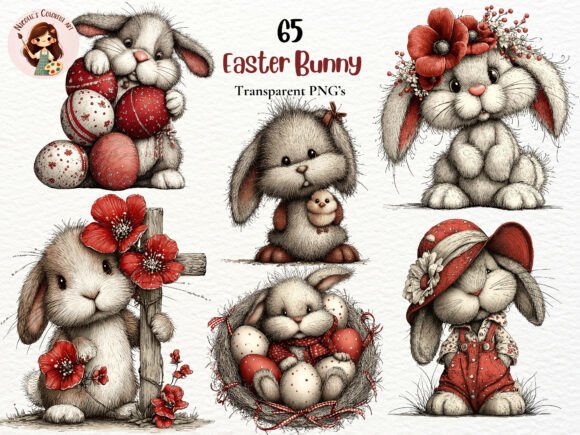 Download Whimsical Easter Bunny Clipart Bundle - Bunny Collection