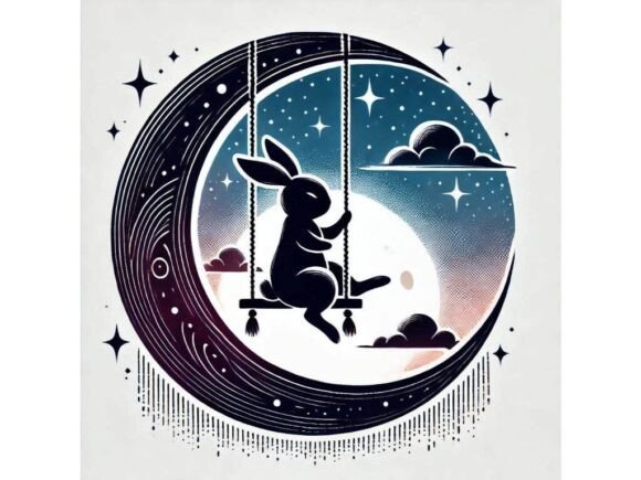 Download Bunny Swinging on a Crescent Moon - Bunny Collection