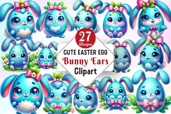 Download Cute Easter Egg with Bunny Ears Clipart - Bunny Collection