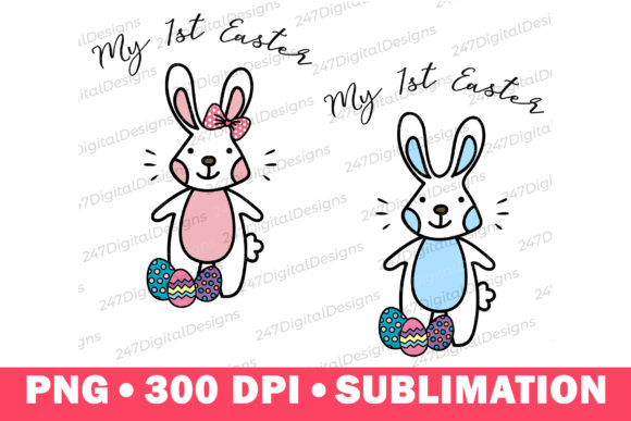 Download 1st Easter Boy Girl PNG Bunny Clipart - Bunny Collection