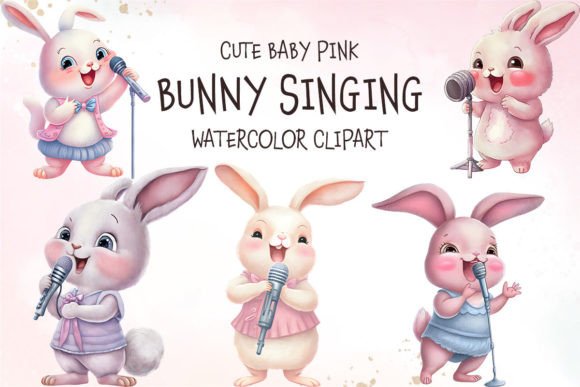 Download Cute Baby Pink Bunny Singing Clipart - Bunny Collection