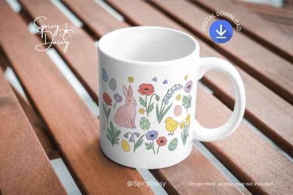 Download Easter Bunny Spring Flowers Clipart Set - Bunny Collection