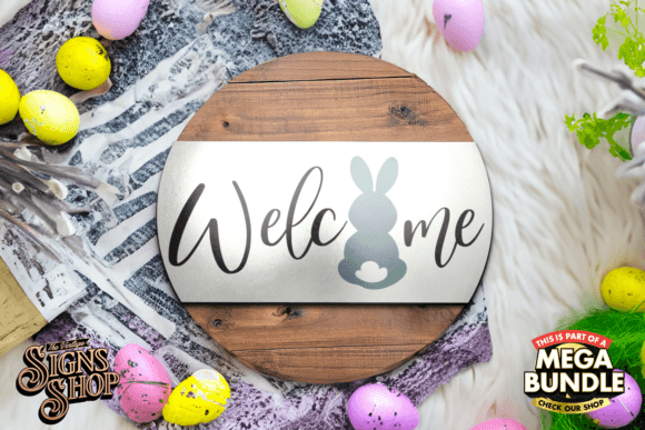 Download Welcome Bunny | SVG Easter Round Sign - Bunny Collection