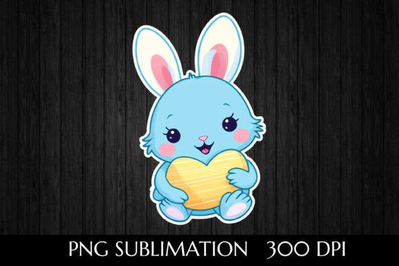 Download Adorable Blue Bunny Holding Heart - Bunny Collection