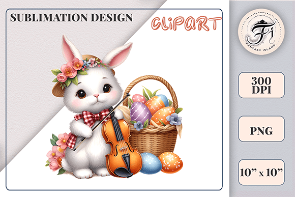 Download Cute Bunny and Easter Basket Clipart PNG - Bunny Collection