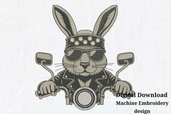 Download Bunny Embroidery Design Biker Rocker - Bunny Collection