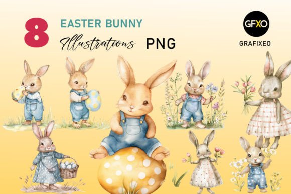 Download Cute Easter Bunny Nursery Illustrations - Bunny Collection