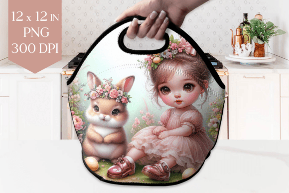 Download Girl and Bunny Lunch Bag Sublimation PNG - Bunny Collection