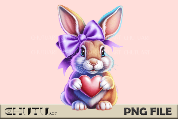 Download Cute Bunny with Bow PNG - Bunny Collection