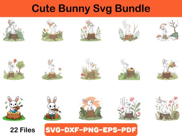 Download Cute Bunny Svg Bundle, Rabbit SVG Bundle - Bunny Collection