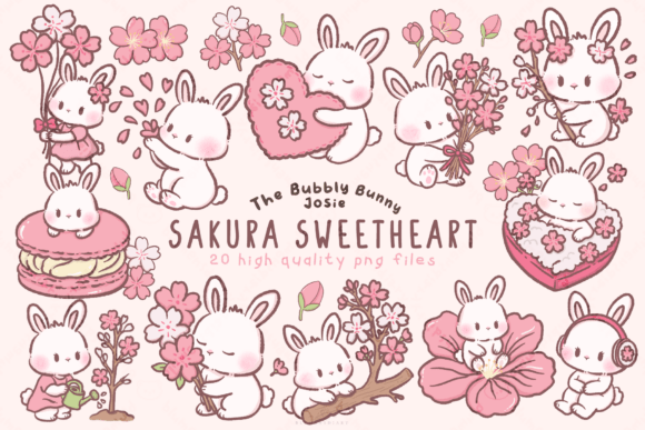 Download Spring Cherry Blossom Bunny Clipart - Bunny Collection
