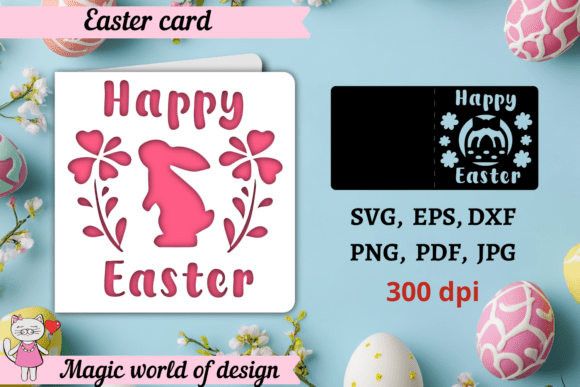 Download Happy Easter Card Svg, Bunny with Flower - Bunny Collection