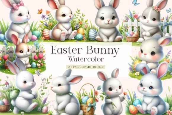 Download Watercolor Easter Bunny Clipart - Bunny Collection
