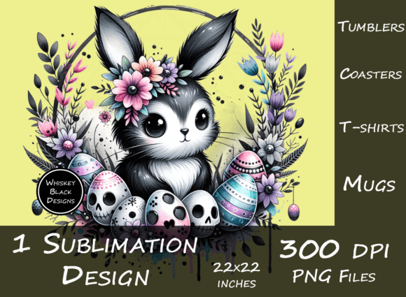 Download Black Goth Easter Bunny Sublimation Art - Bunny Collection