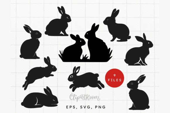Download Easter Bunny Vector Silhouette Clipa Set - Bunny Collection