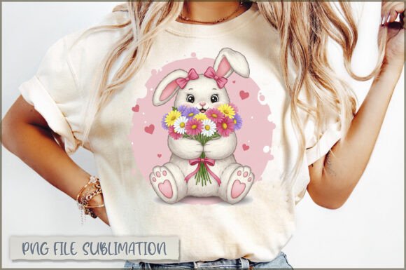 Download Funny Bunny with Flowers PNG - Bunny Collection