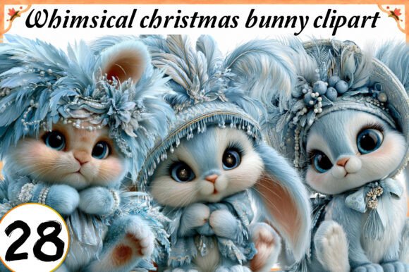 Download Whimsical Christmas Bunny Clipart Bundle - Bunny Collection