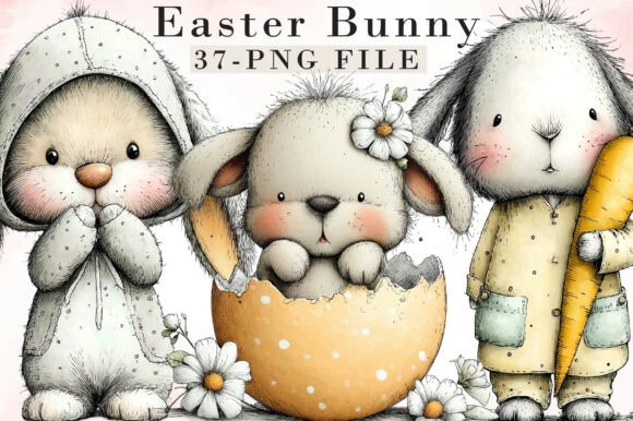 Download Whimsical Easter Bunny Clipart - Bunny Collection