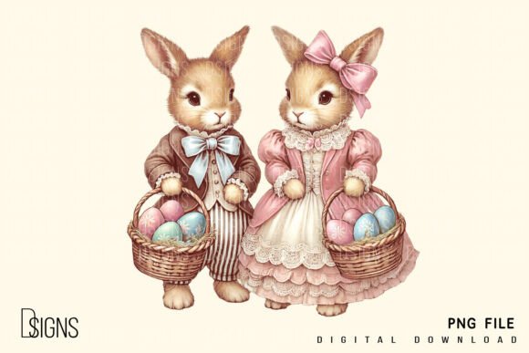 Download Vintage Easter Clipart Rabbit Bunny Png - Bunny Collection