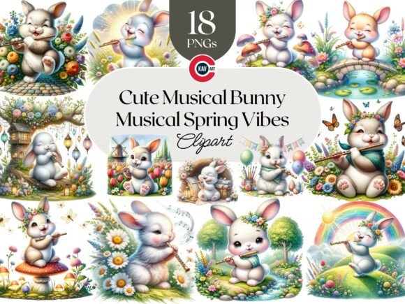 Download Cute Musical Bunny Clipart Bundle - Bunny Collection