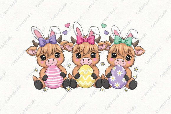 Download Cool Highland Cow Easter PNG, Bunny PNG - Bunny Collection