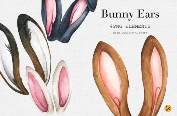 Download Watercolor Easter Bunny Ears Clipart - Bunny Collection