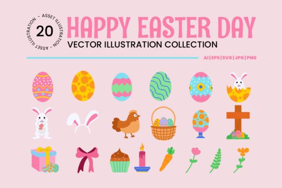 Download Happy Easter Day Vector Illustration Set - Easter day vector Collection
