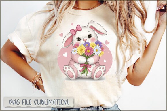 Download Funny Bunny with Flowers PNG - Bunny Collection